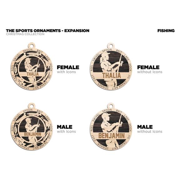 Personalized FISHING FISHERMAN Ornament Male or Female Custom Name Gift - Picture 2 of 2